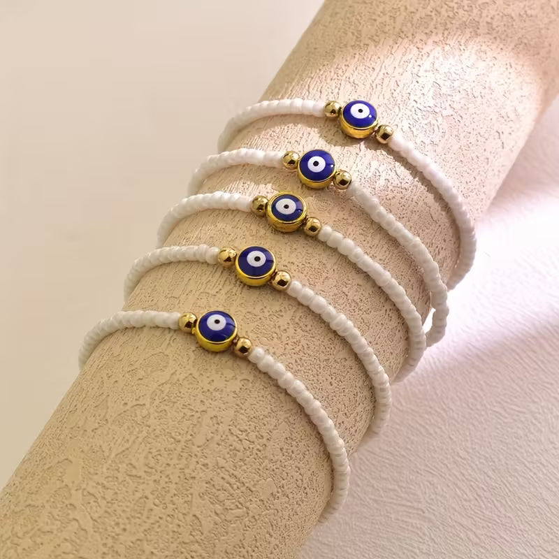 Haze Evil Eye Beaded Bracelet - White