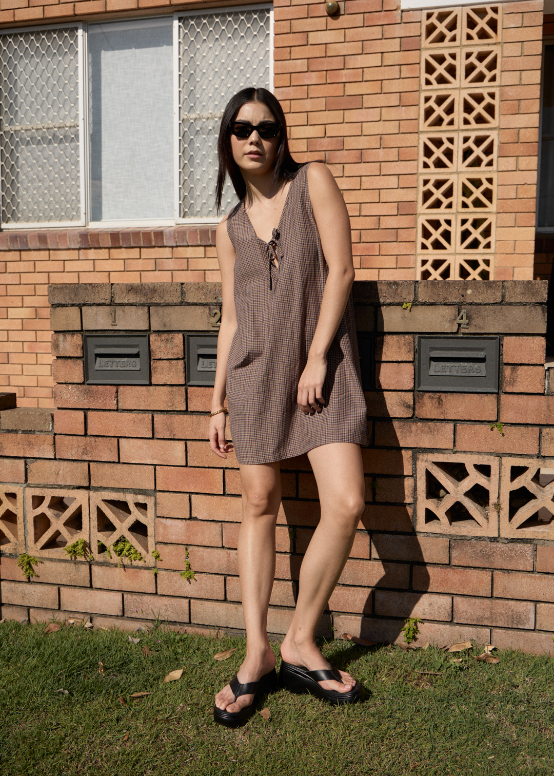 Afends Hometown Michi Mini Dress - Coffee