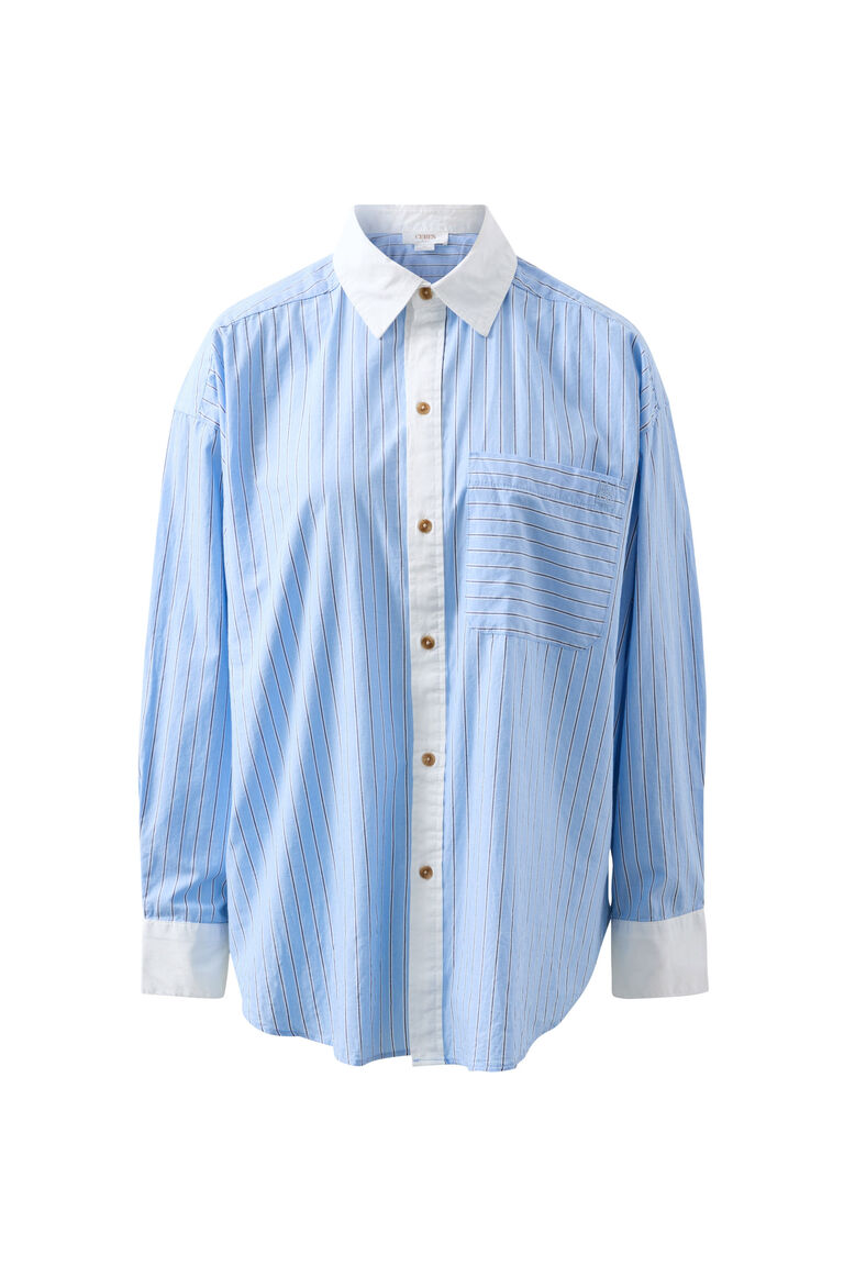 Ceres Peta Oversized Shirt Powder Blue Triple Stripe