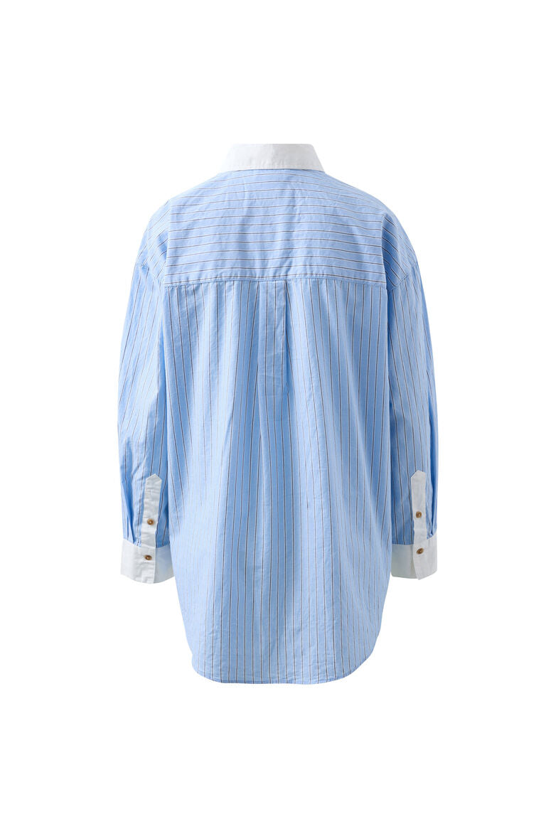 Ceres Peta Oversized Shirt Powder Blue Triple Stripe
