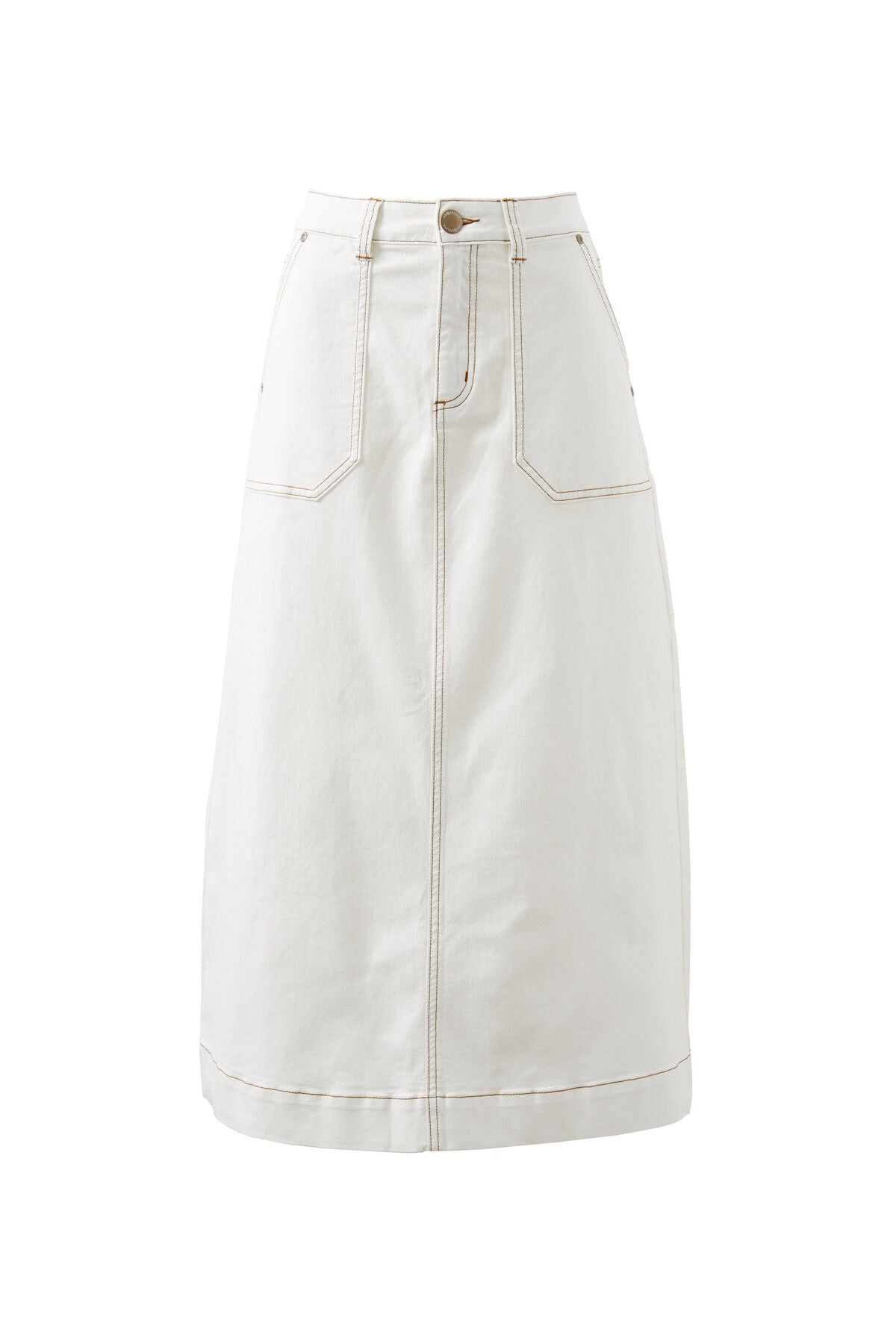 Ceres Midi Denim Skirt - Fresh Ecru