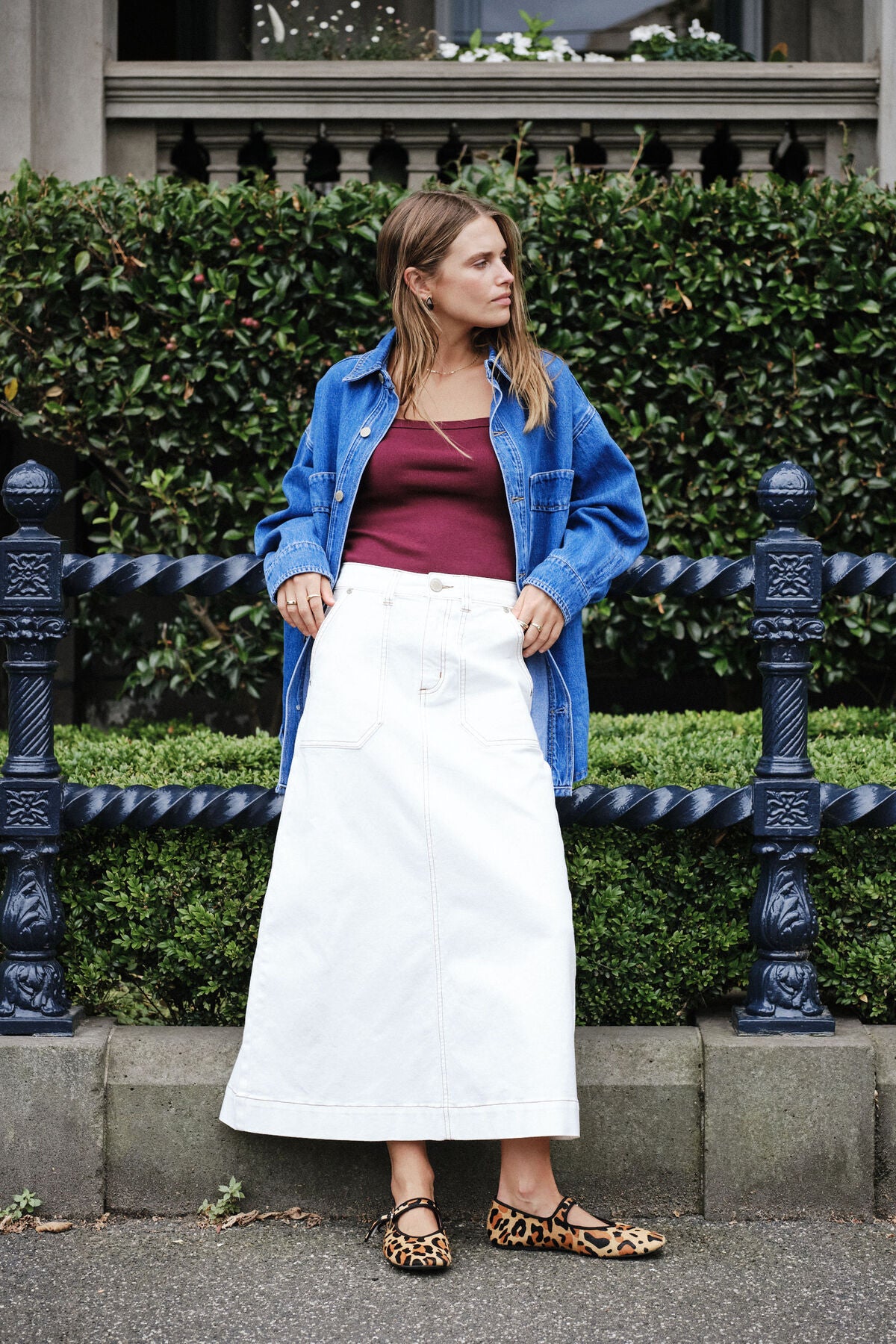Ceres Midi Denim Skirt - Fresh Ecru