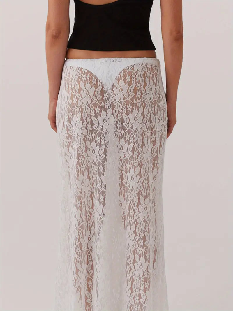 Haze Sheer Lace Skirt - White