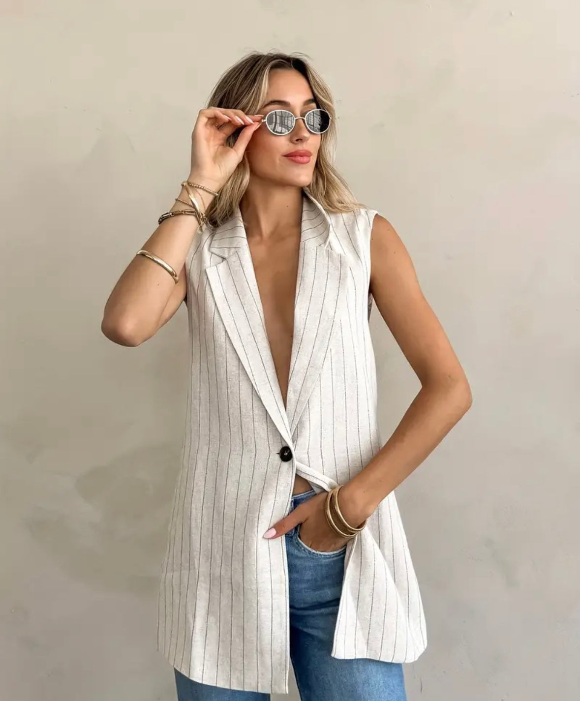 Haze Sir Pinstripe Black and White Vest