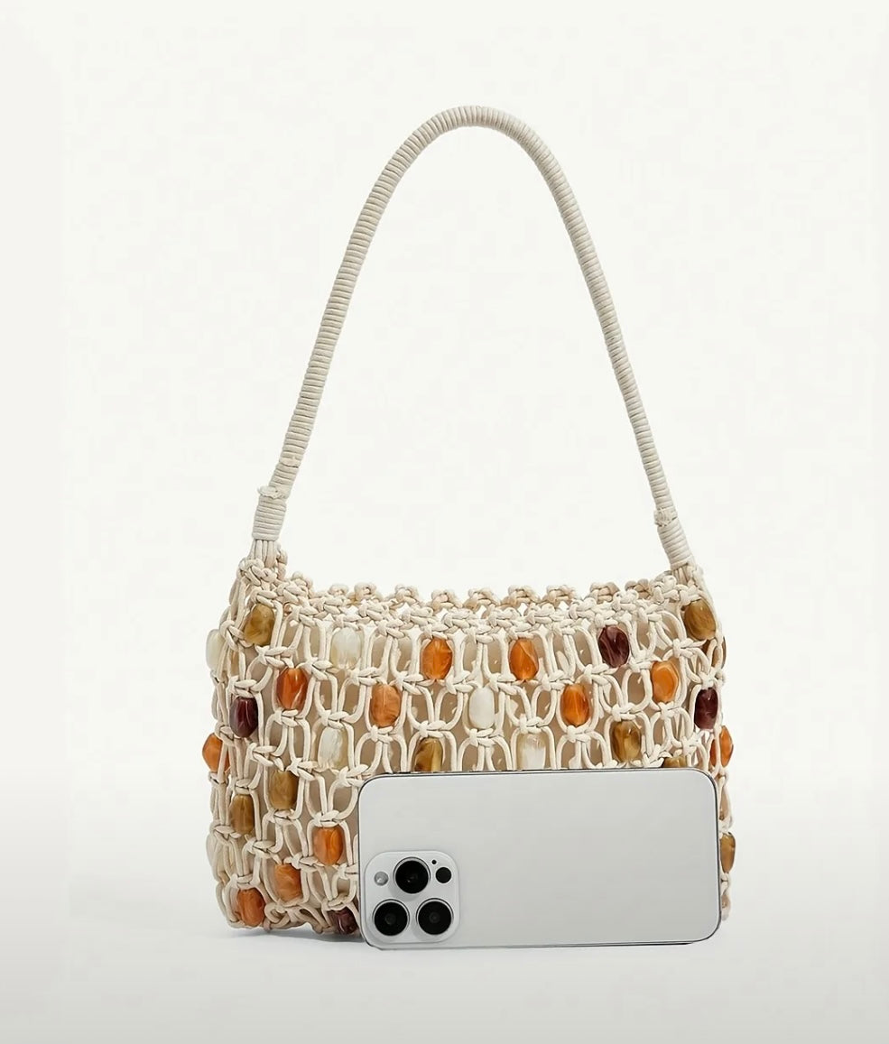Haze Coral String Beaded Bag