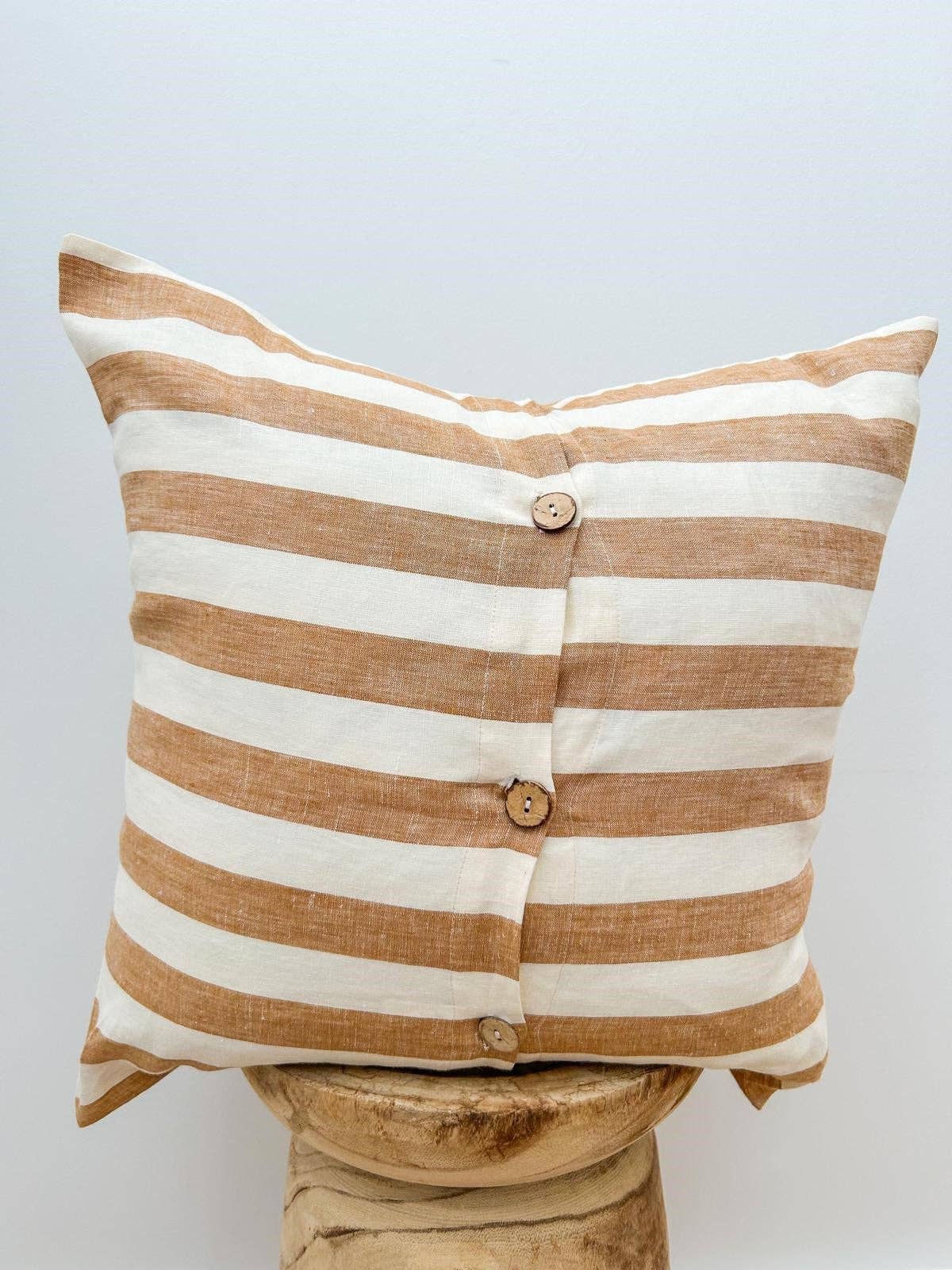 Mama and Tochter - Toffee Wide Stripe Linen Cushion