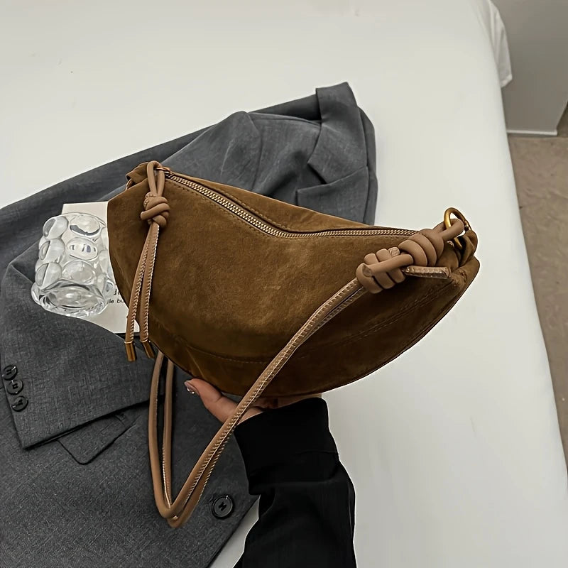 Haze Saddle Bag Vegan Suede - Choc Brown