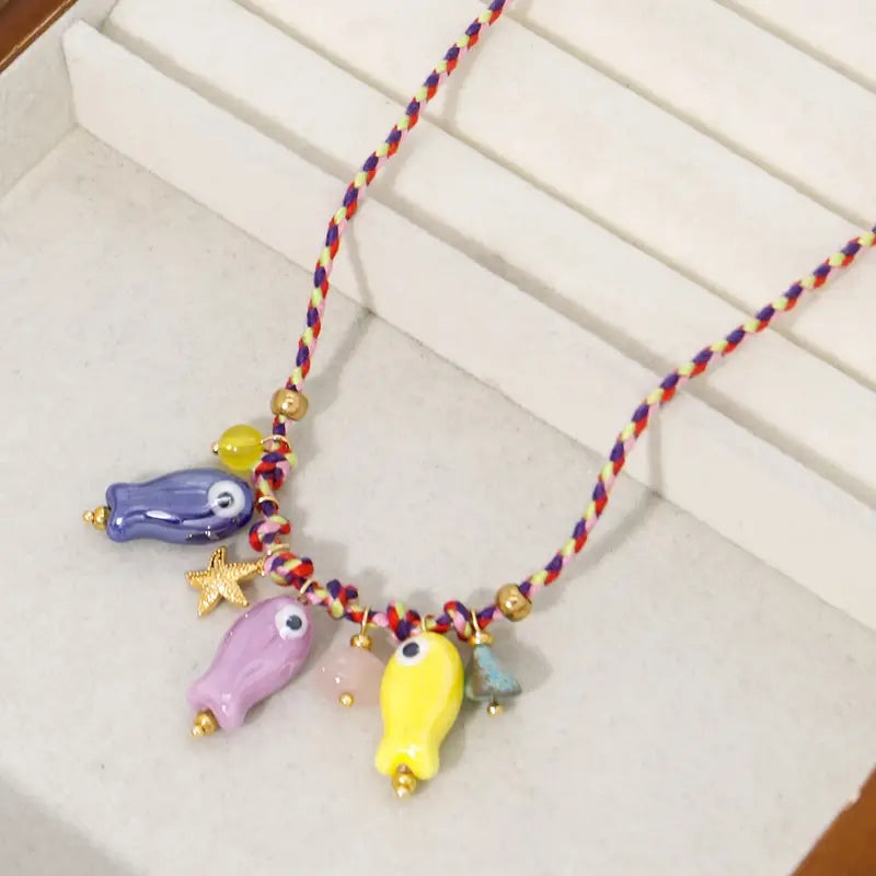 Haze Ciao Ceramic Fish Charm Necklace