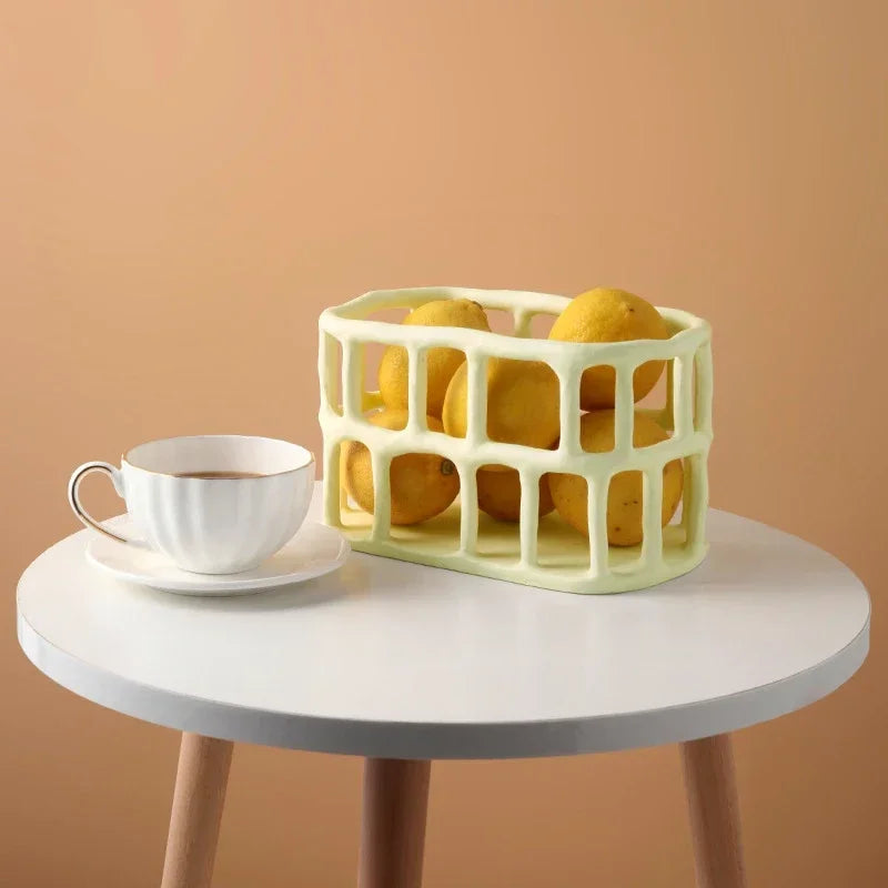 Haze Resin Woven Basket Rectangle - Peach