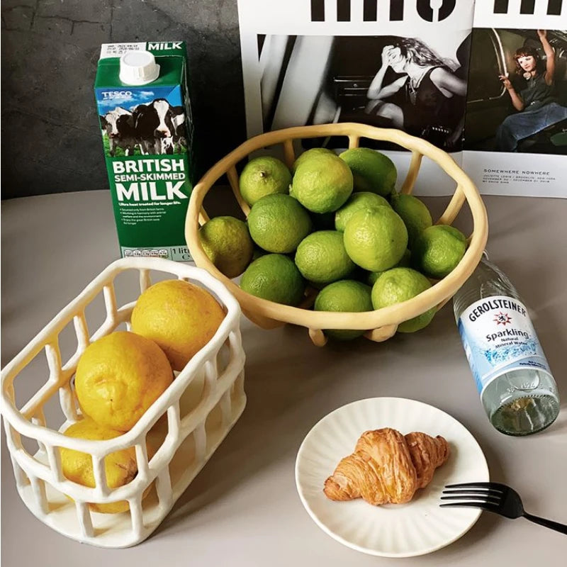 Haze Resin Woven Basket - Round Natural