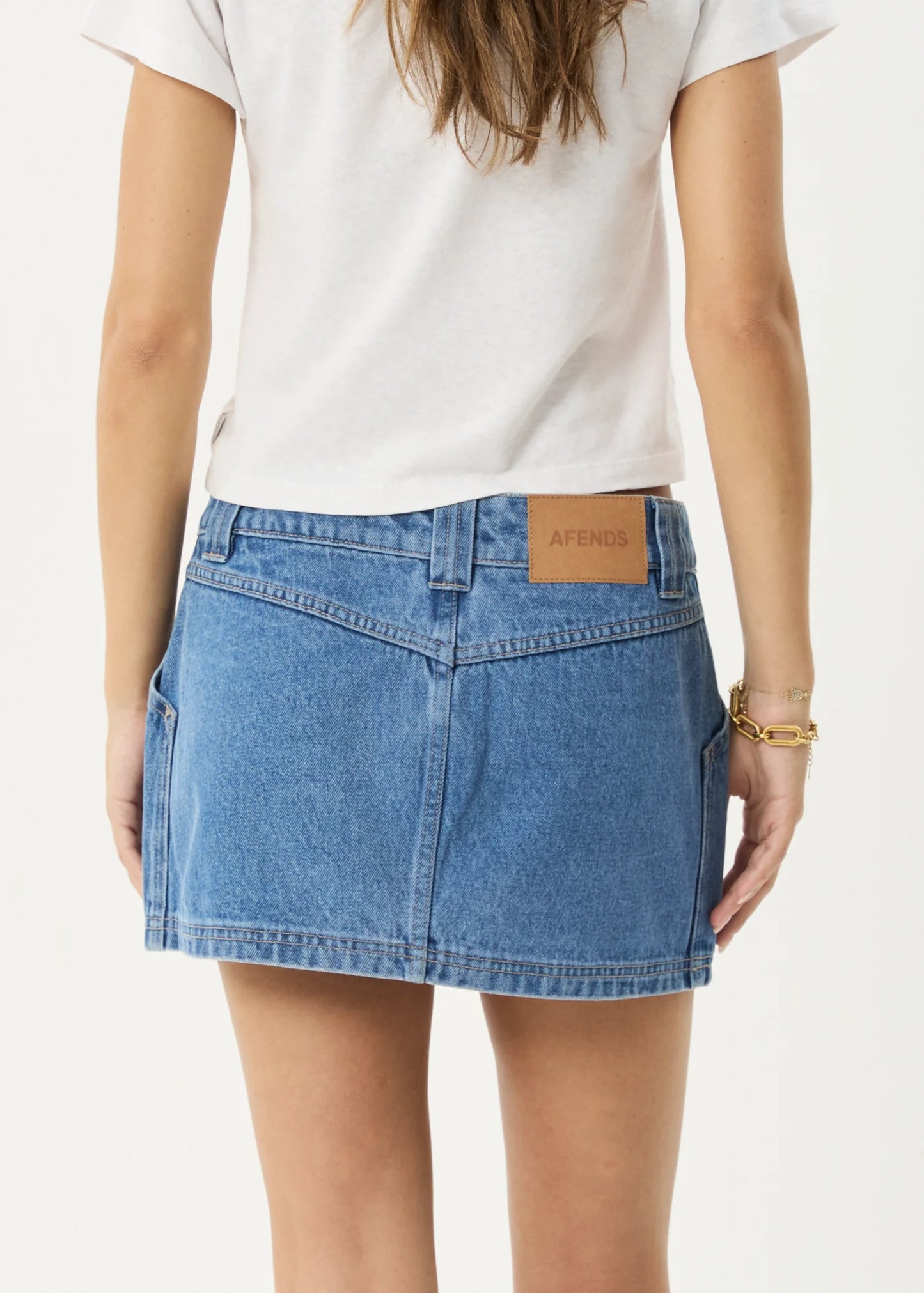 Afends Lexi Denim Mini Skirt - Worn Blue