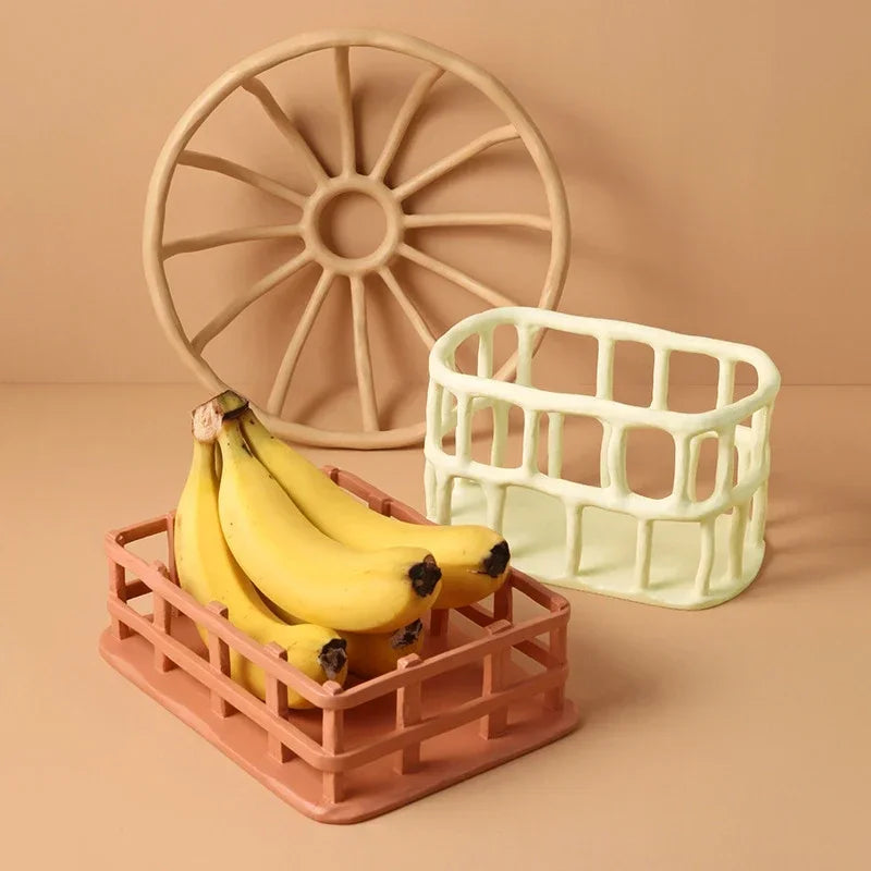 Haze Resin Woven Basket - Round Natural