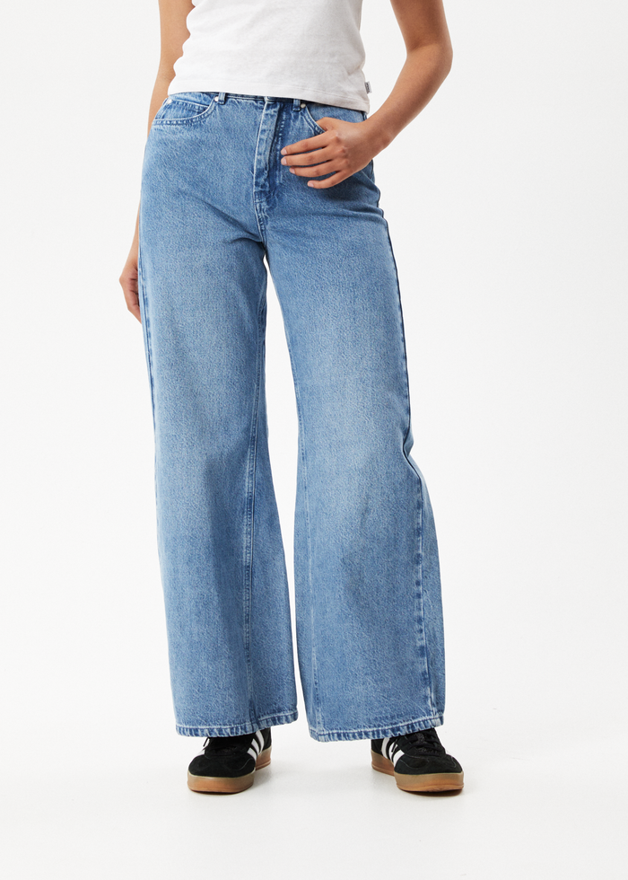 Afends Gigi Hemp Denim Flared Jean - Worn Blue