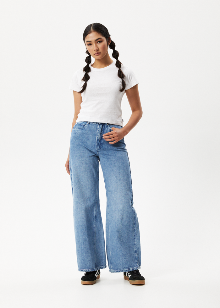 Afends Gigi Hemp Denim Flared Jean - Worn Blue