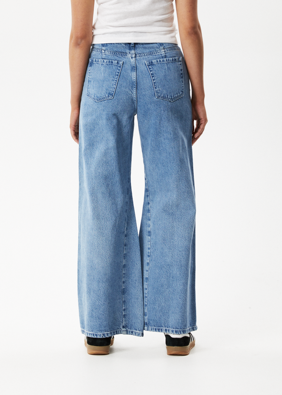 Afends Gigi Hemp Denim Flared Jean - Worn Blue