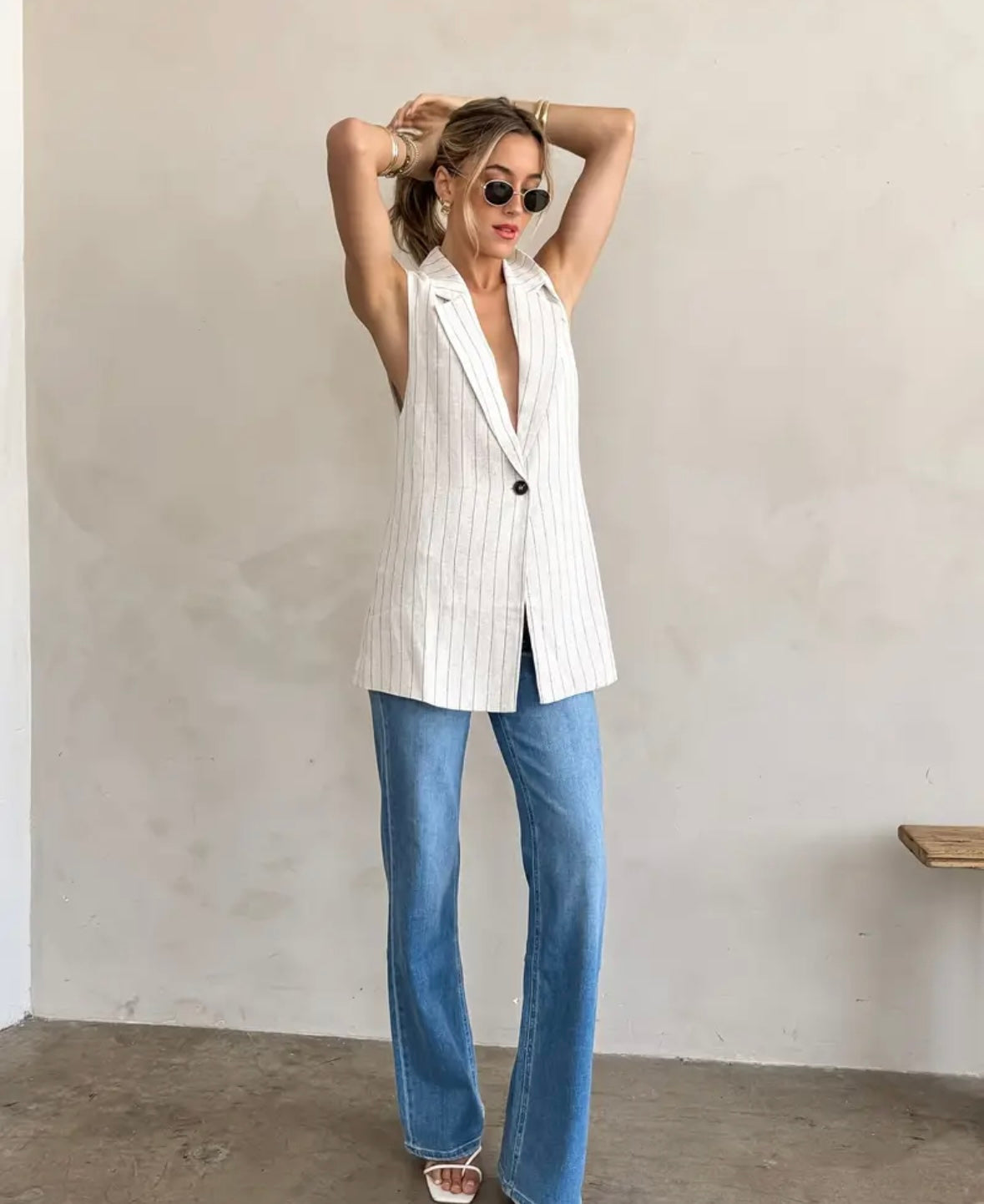 Haze Sir Pinstripe Black and White Vest