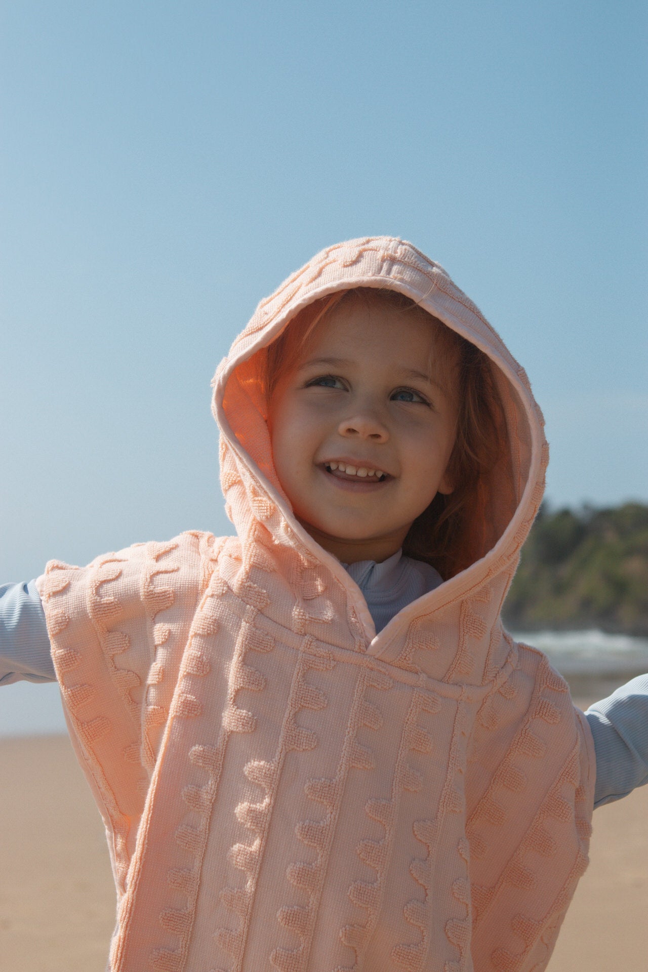 Grown Terry Towelling Flow Poncho - Peachy