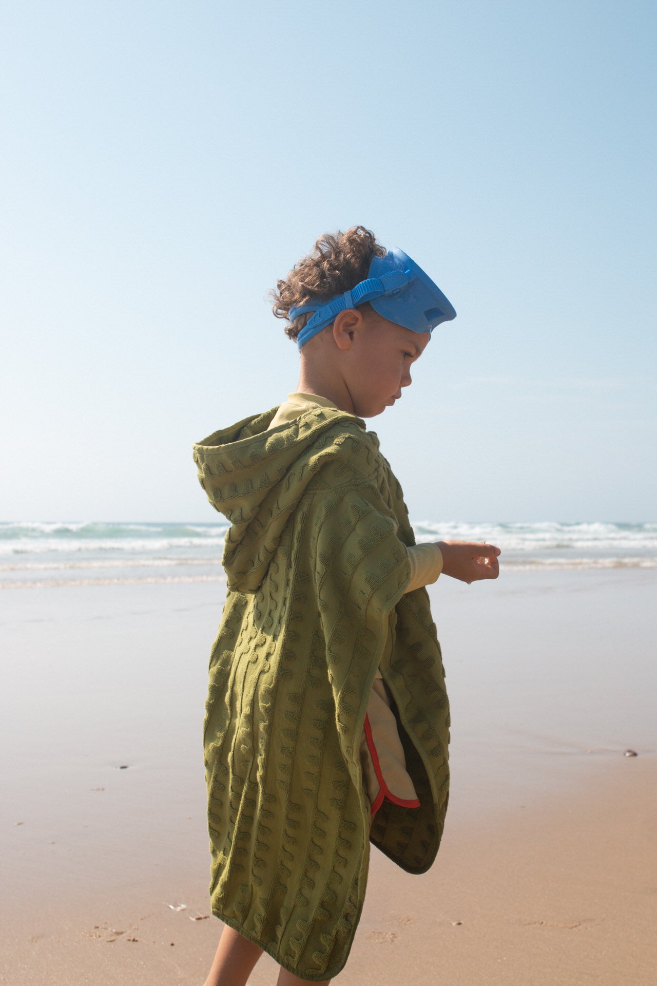 Grown Terry Towelling Flow Poncho - Leaf