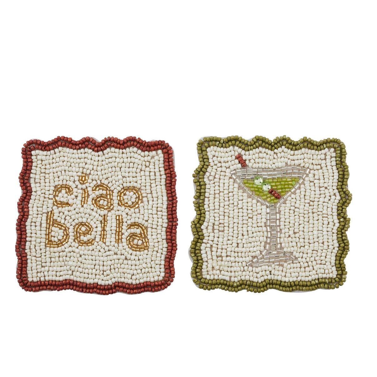Haze Ciao Bella + Martini Beaded Coaster S/4 Assorted