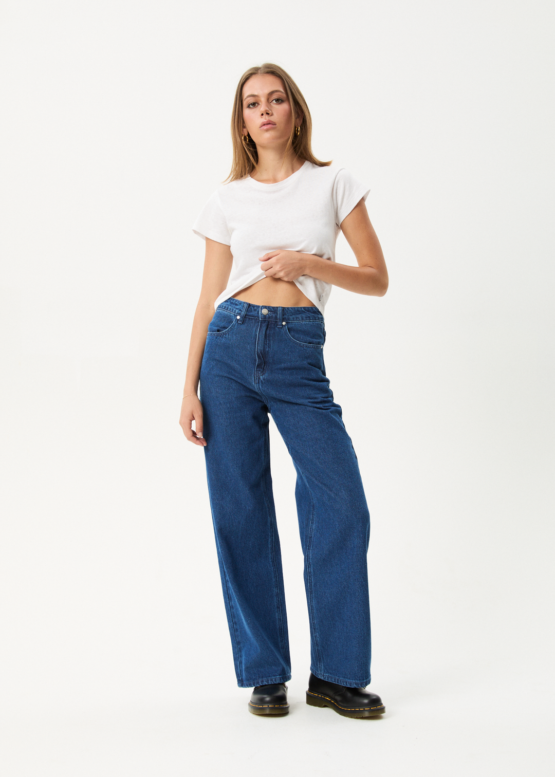 Afends Bella Wide Leg Baggy Jean - Authentic Blue