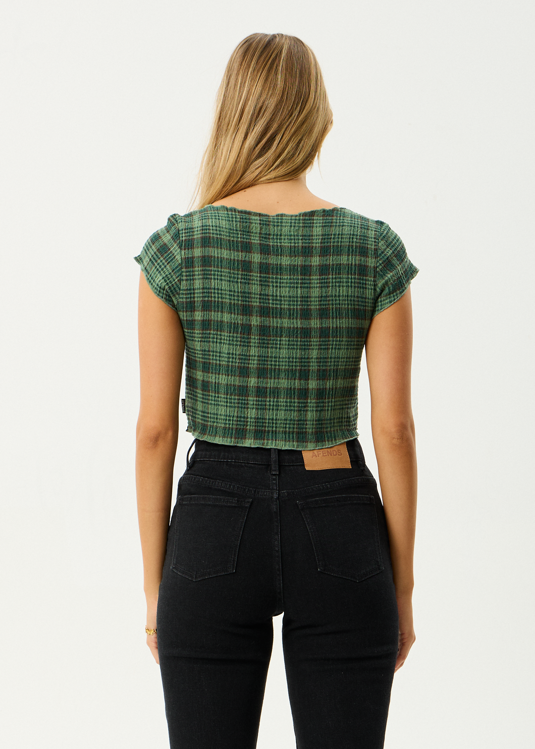Afends Lonnie Seersucker Top - Hunter Green