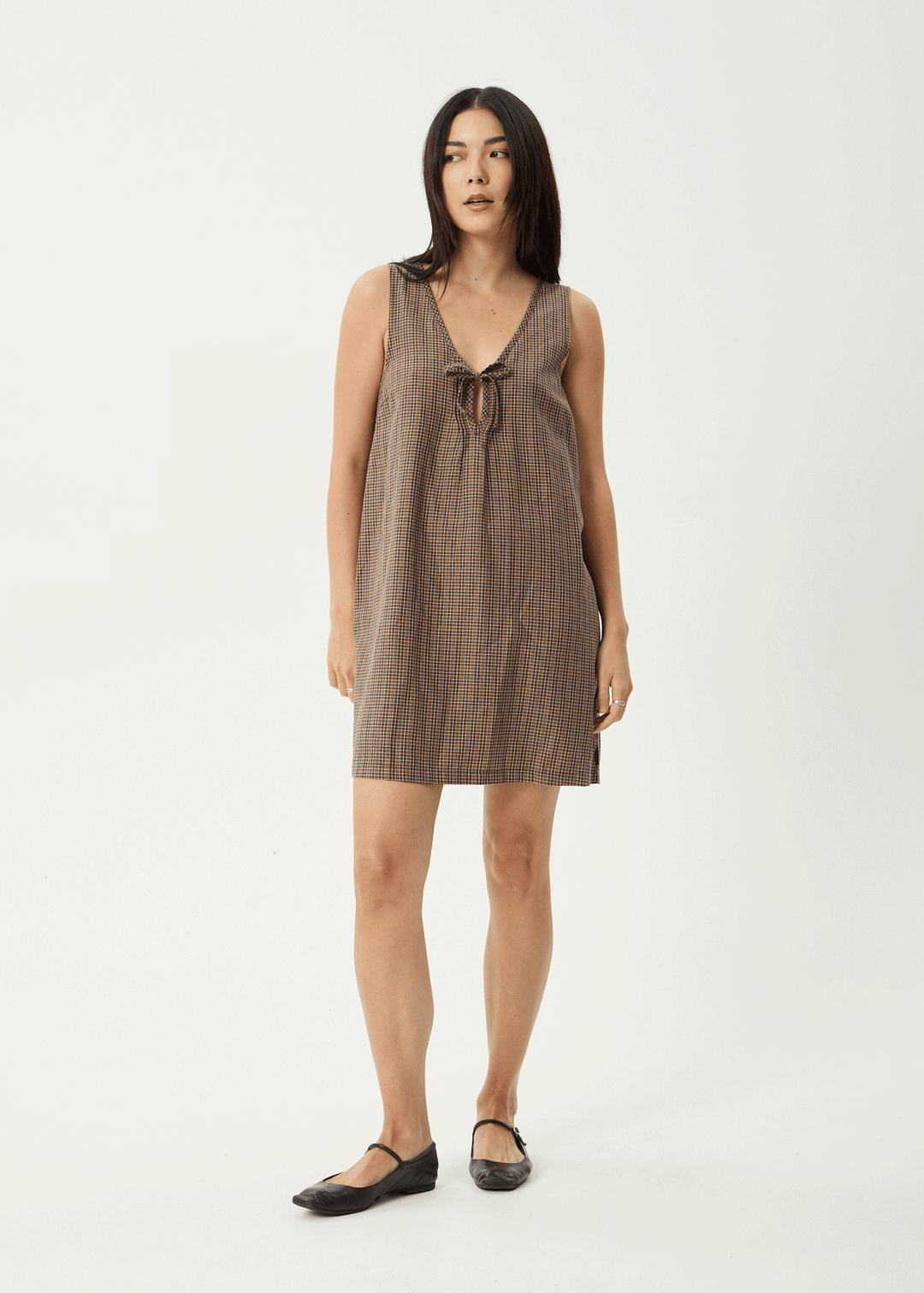 Afends Hometown Michi Mini Dress - Coffee