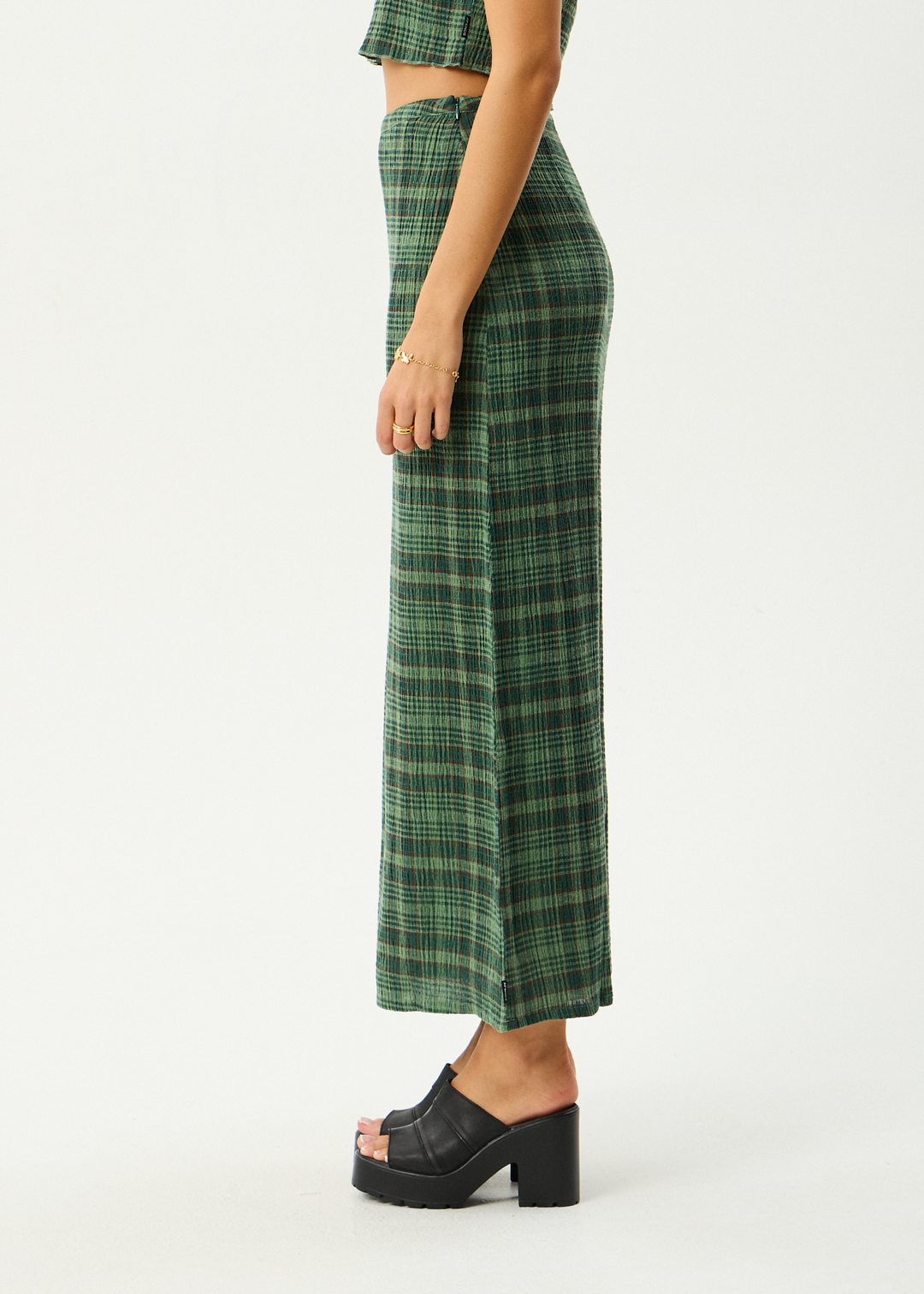 Afends Lonnie Seersucker Maxi Skirt - Hunter Green