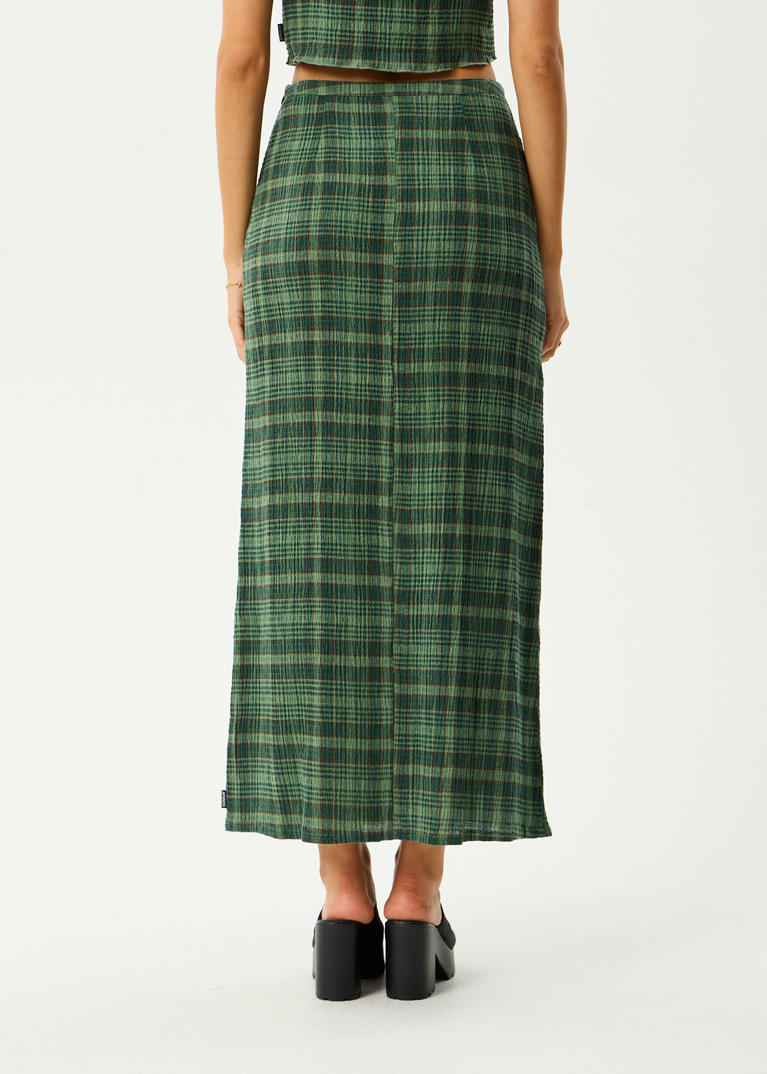 Afends Lonnie Seersucker Maxi Skirt - Hunter Green