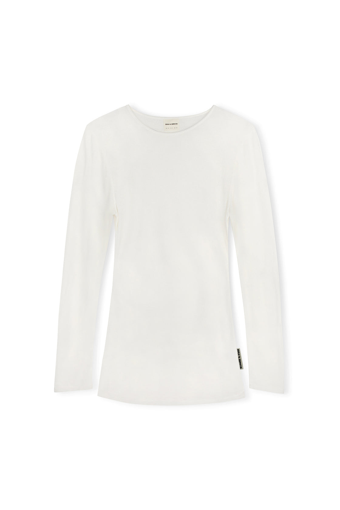 Zulu and Zephyr Rib Hemp Jersey Long Sleeve Top - White
