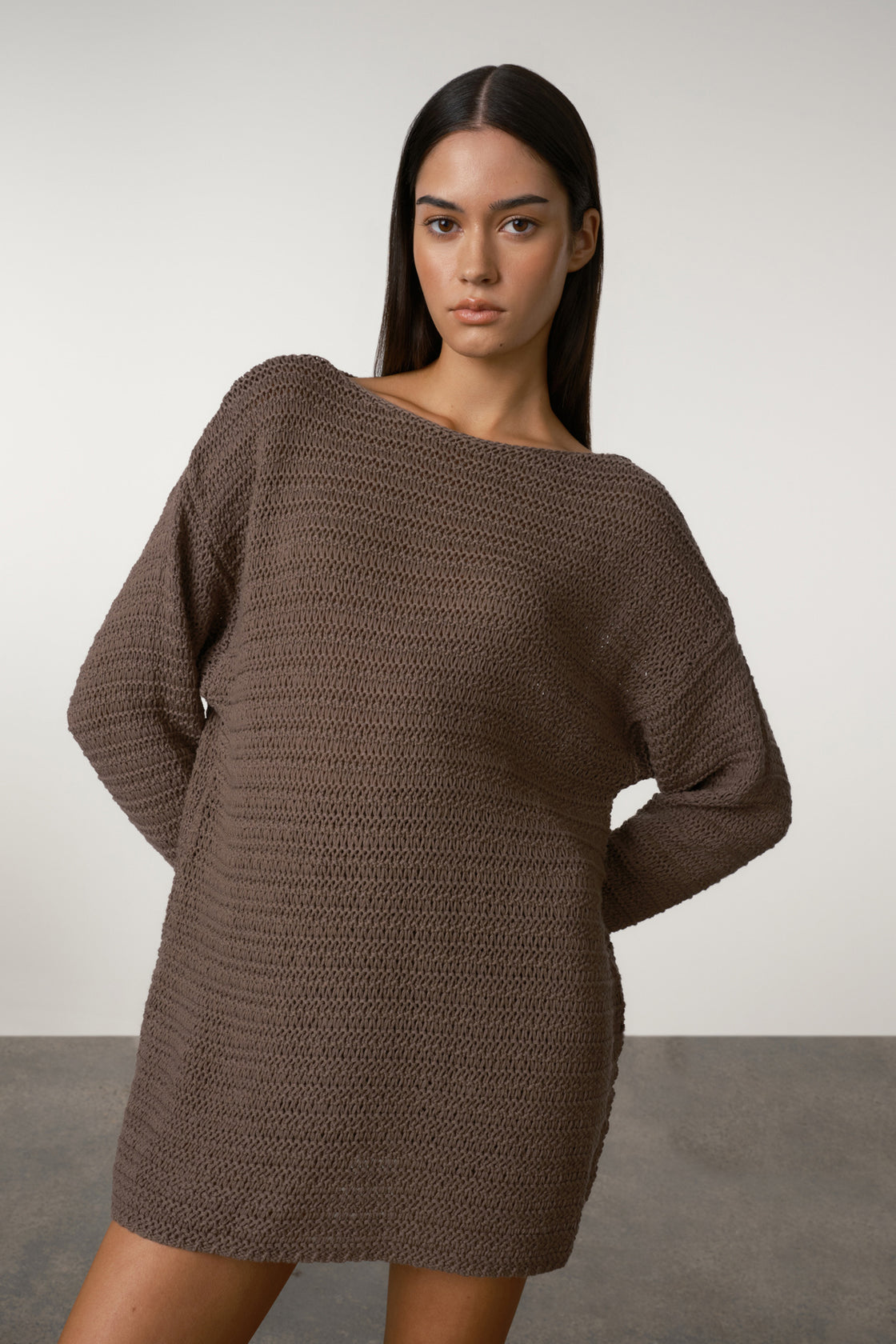 Zulu and Zephyr Carob Lattice Knit Jumper