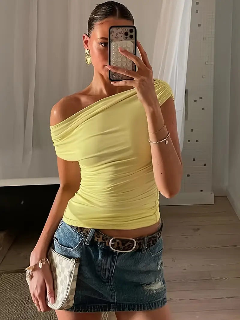 Haze Lemon Bomb Off-Shoulder Top - Lemon
