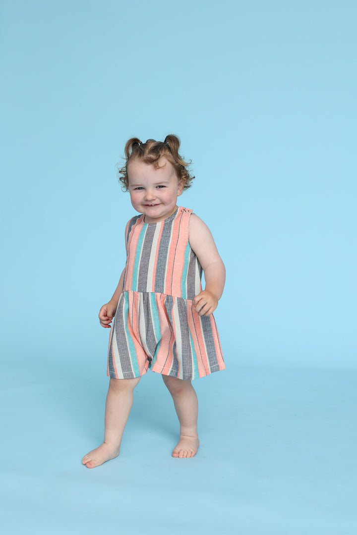 Grown Summer Stripe Cotton Romper