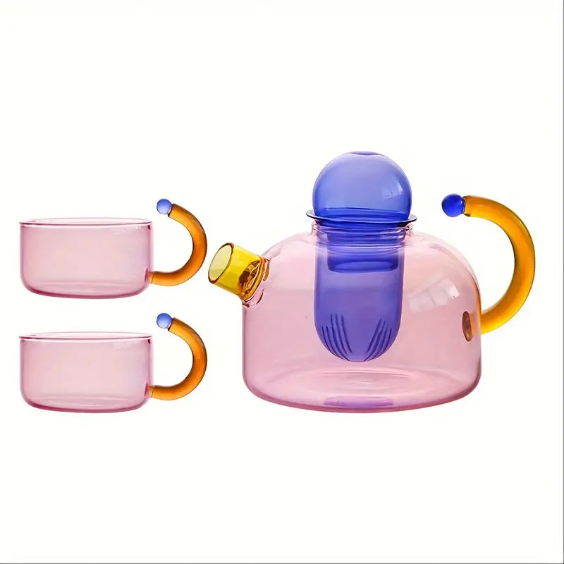 Haze Glass Teapot Set -Dusty Pink/Blue