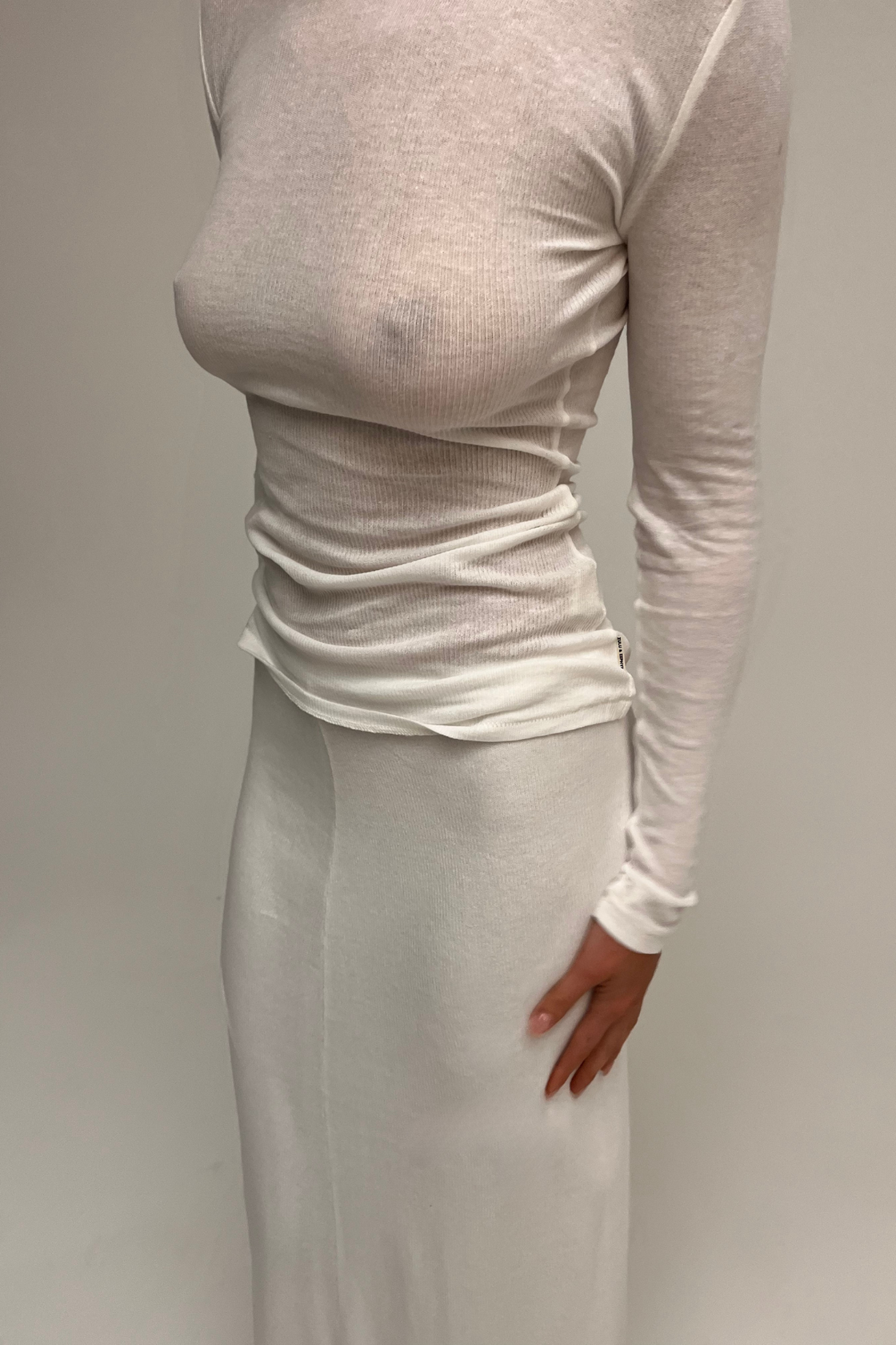 Zulu and Zephyr Rib Hemp Jersey Long Sleeve Top - White