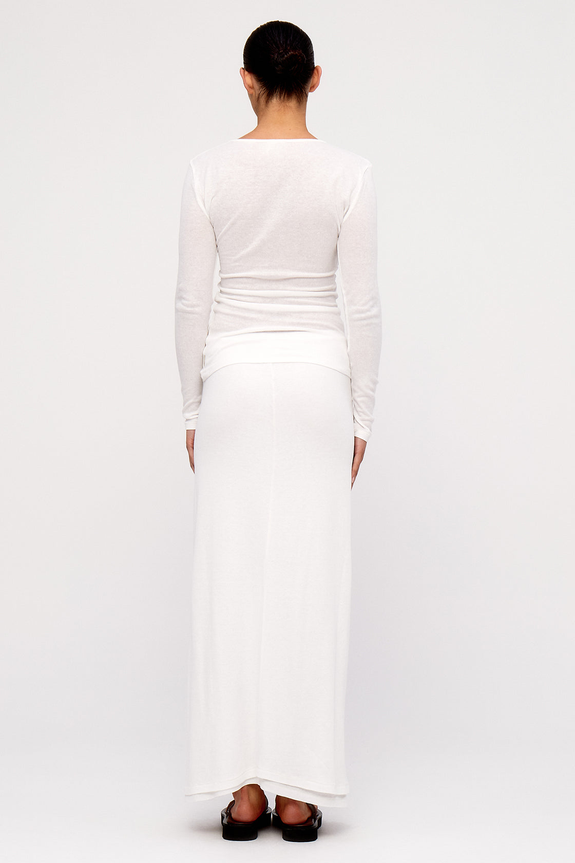 Zulu and Zephyr Rib Hemp Jersey Long Sleeve Top - White