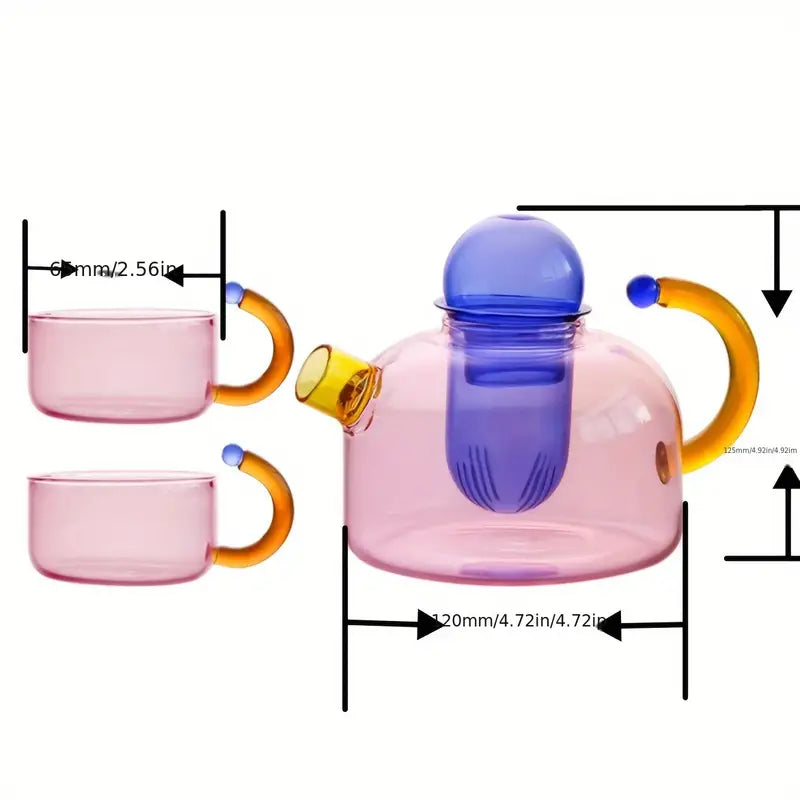 Haze Glass Teapot Set -Dusty Pink/Blue