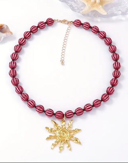Haze Rising Sun Necklace - Plum
