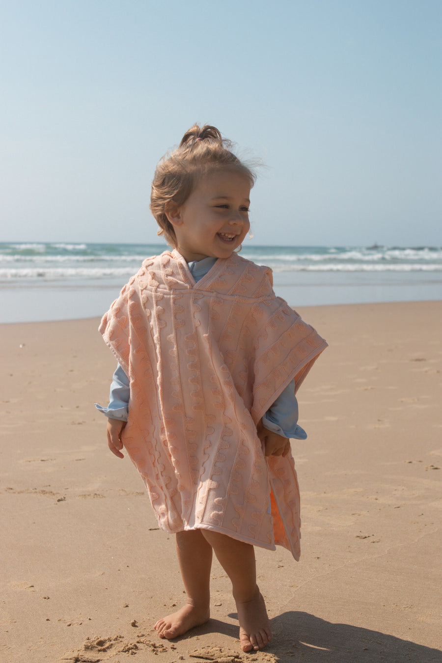 Grown Terry Towelling Flow Poncho - Peachy