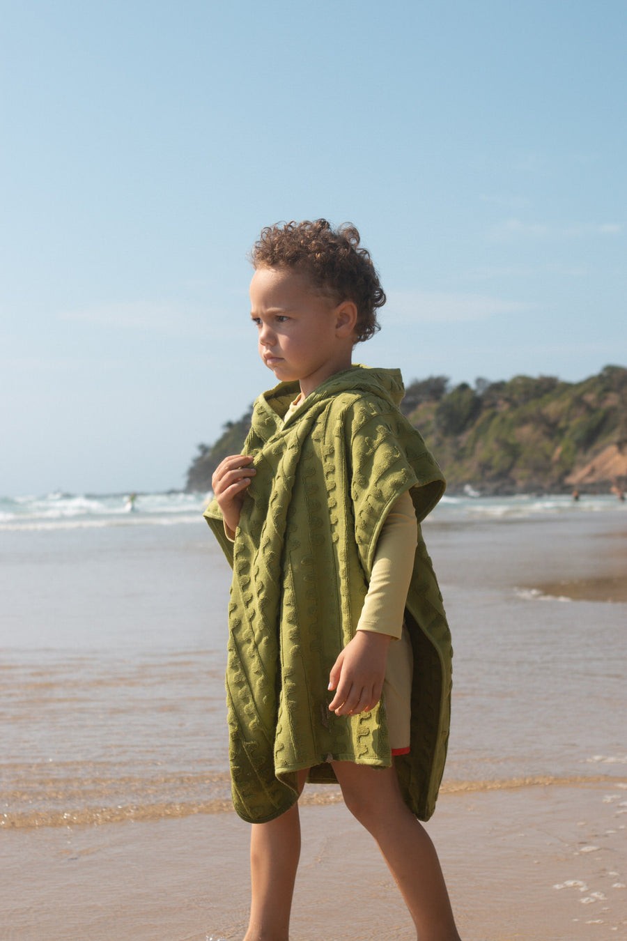 Grown Terry Towelling Flow Poncho - Leaf