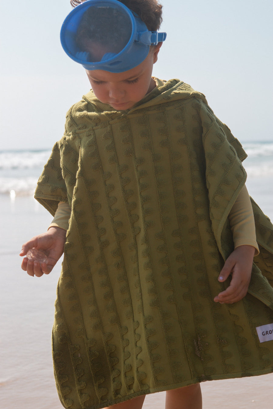 Grown Terry Towelling Flow Poncho - Leaf