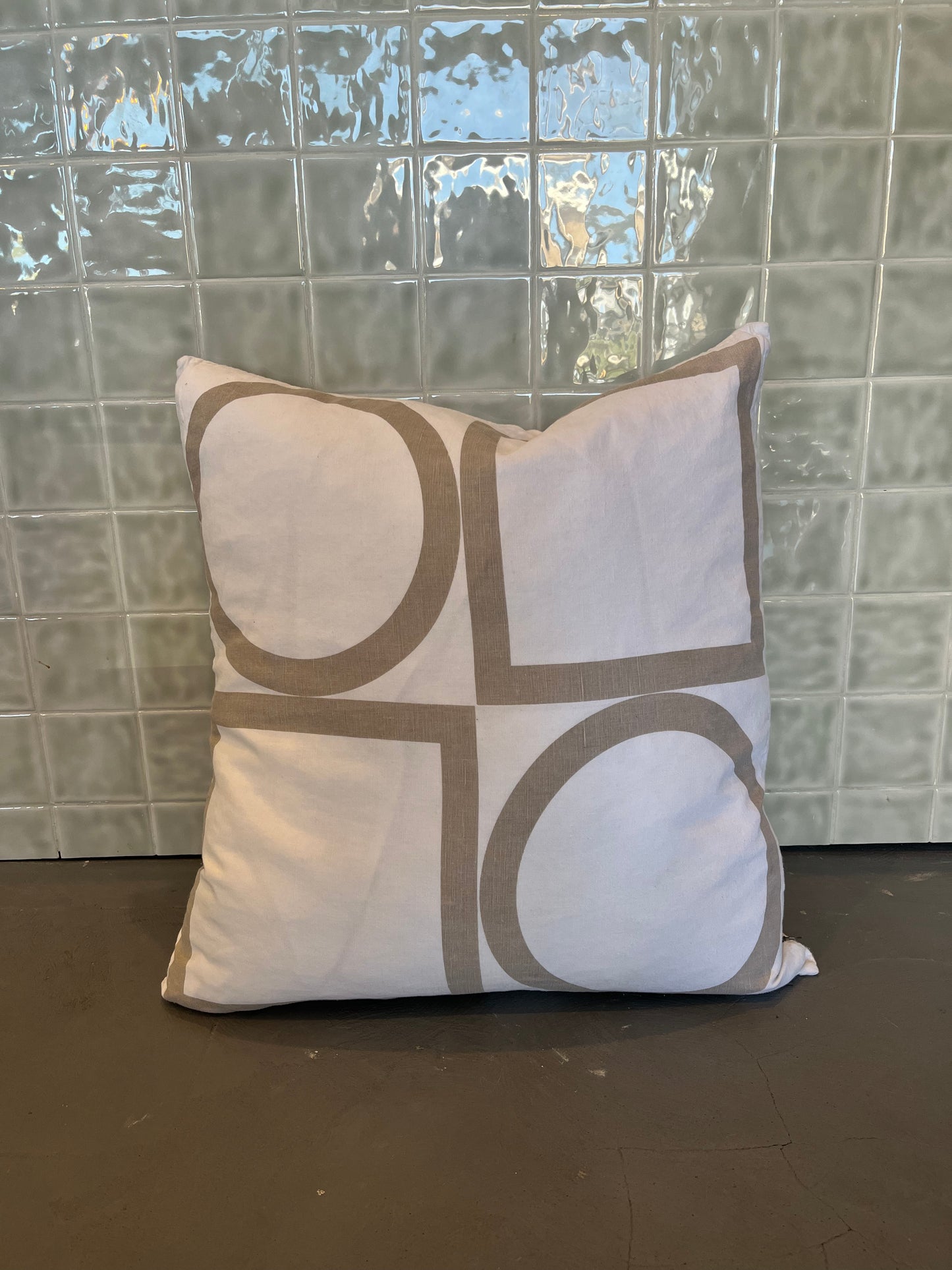 Haze White/Taupe Linen Cushion