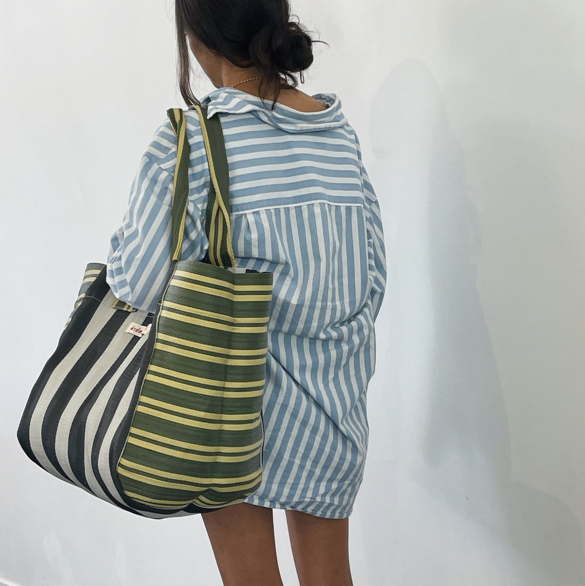 Dos Ombre Big Bangali Bag Double Stripe Blk/Olive/Lemon