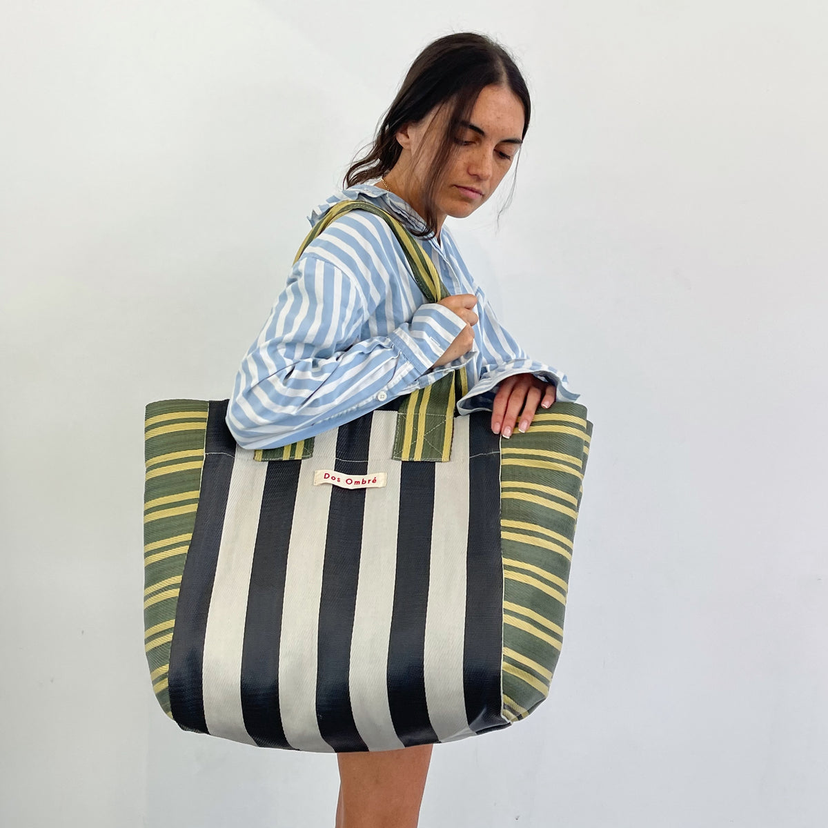 Dos Ombre Big Bangali Bag Double Stripe Blk/Olive/Lemon