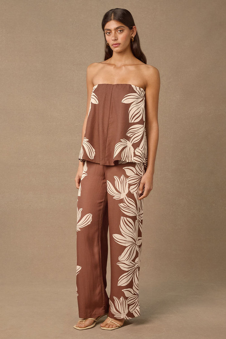 Mon Renn Palmera Strapless Top Cocoa