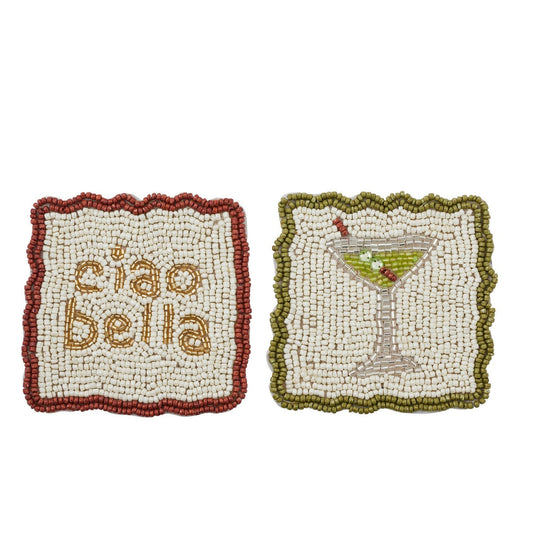 Haze Ciao Bella + Martini Beaded Coaster S/4 Assorted
