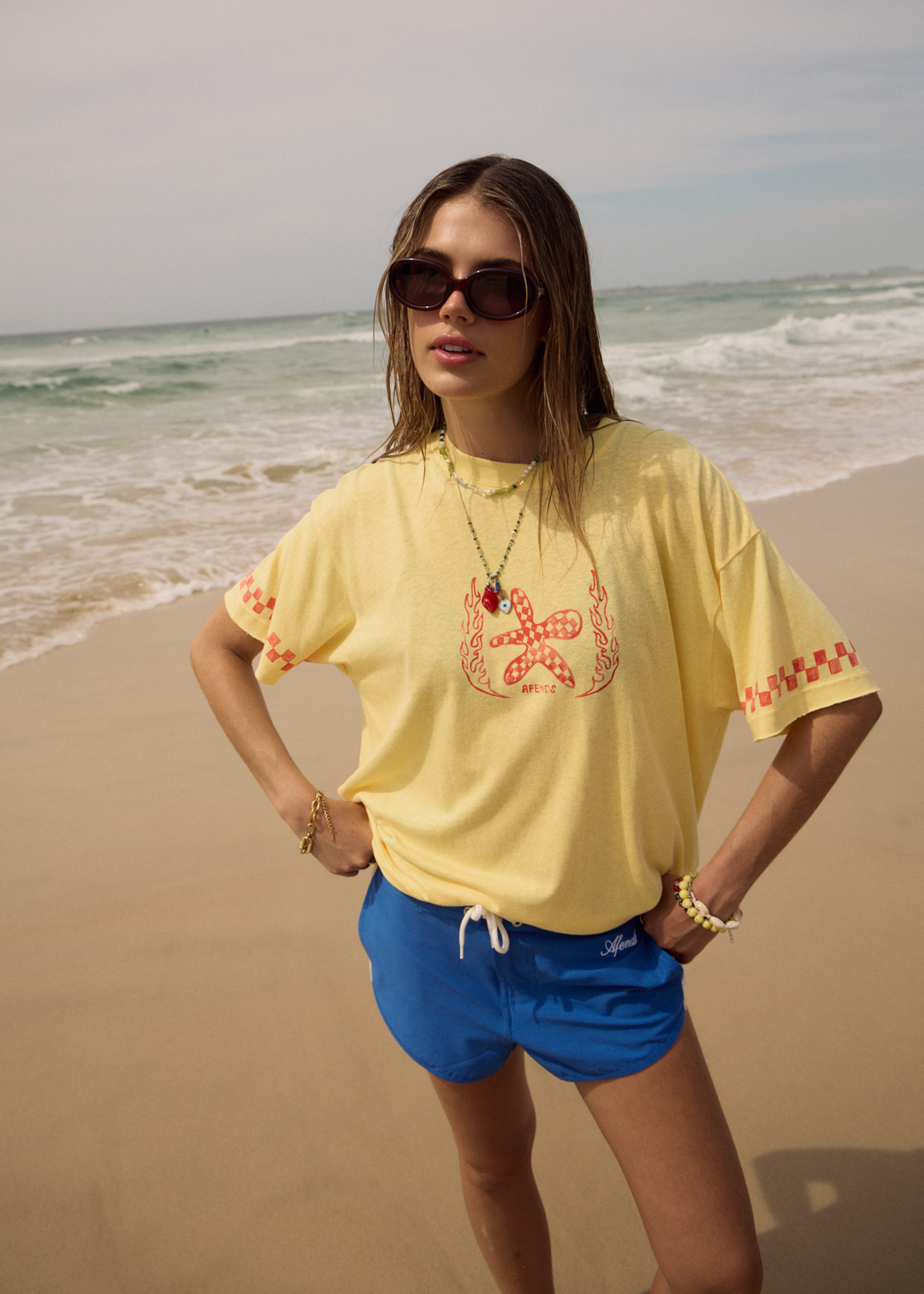 Afends Calda Oversized Tee Lemon