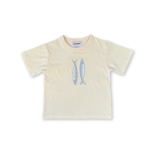 Grown Sardine Embroidered Tee - Milk