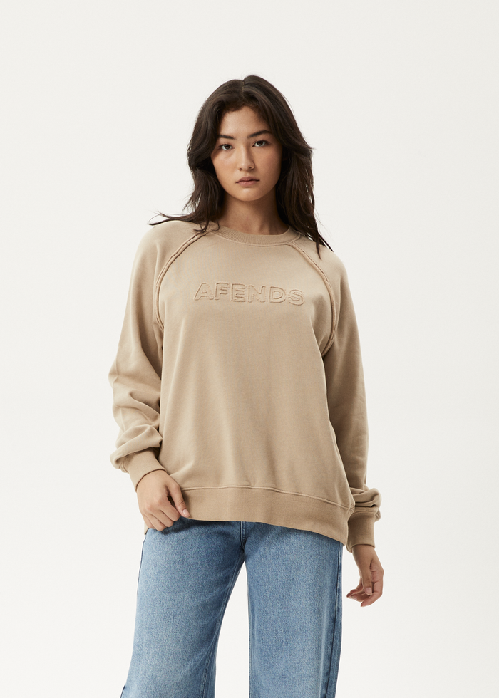 Afends Cutback Recycled Raglan Crewneck - Taupe