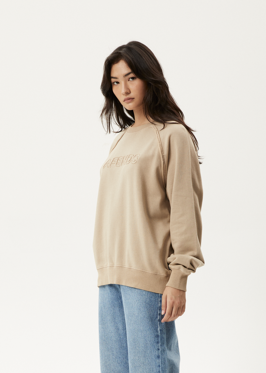 Afends Cutback Recycled Raglan Crewneck - Taupe