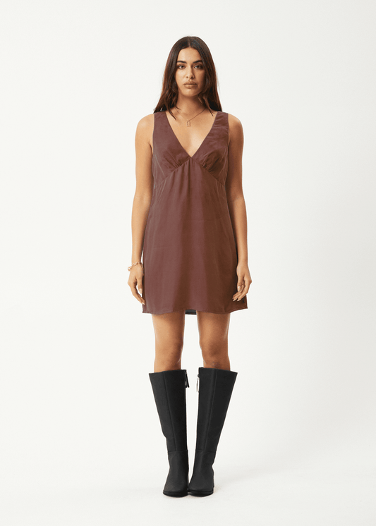 Afends Grace Cupro Mini Dress Hazelnut